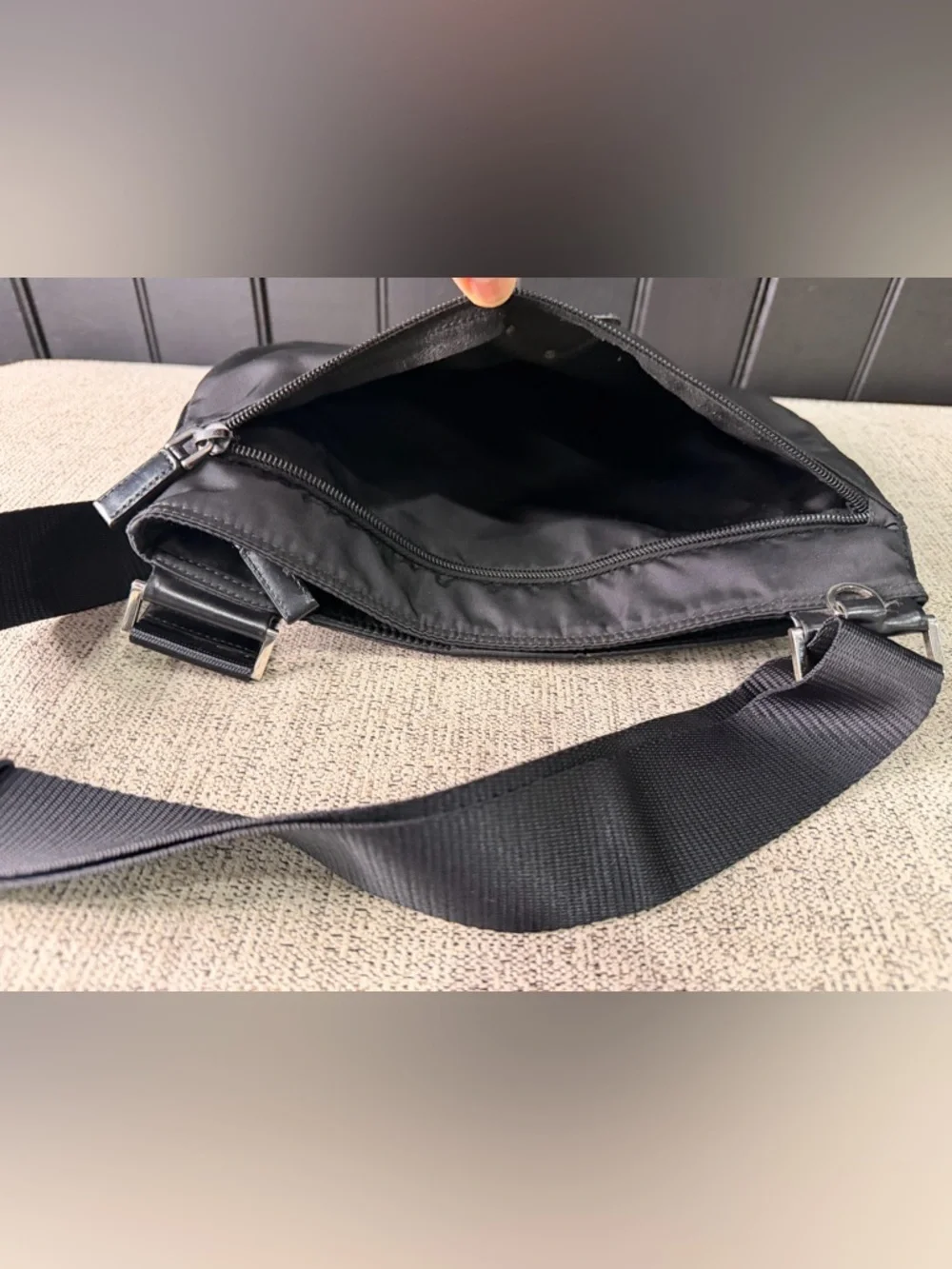 Prada Vintage Black Nylon Crossbody Bag
